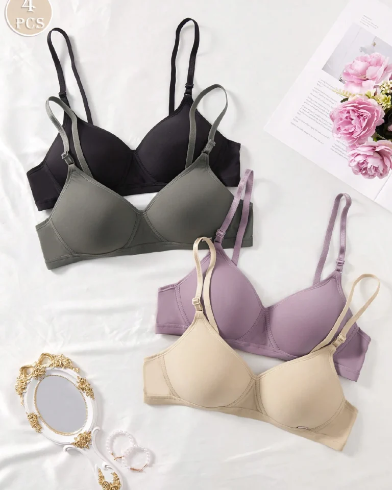 Women 4pcs Set Wireless Soft Cup For Small Chest Bralette