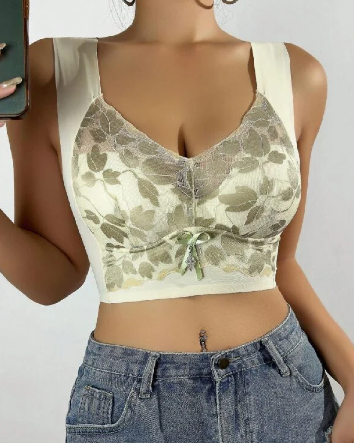 Women Floral Print Bra, Lift And Support Full Coverage Bra Two