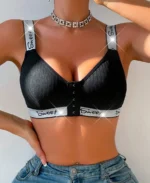 Women Front Closure Striped Underwire Free Brassiere Front