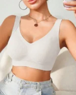 Women Seamless Push Up Bra No Show Bra Removable Pad Underwear Solid Color Full Coverage Bra