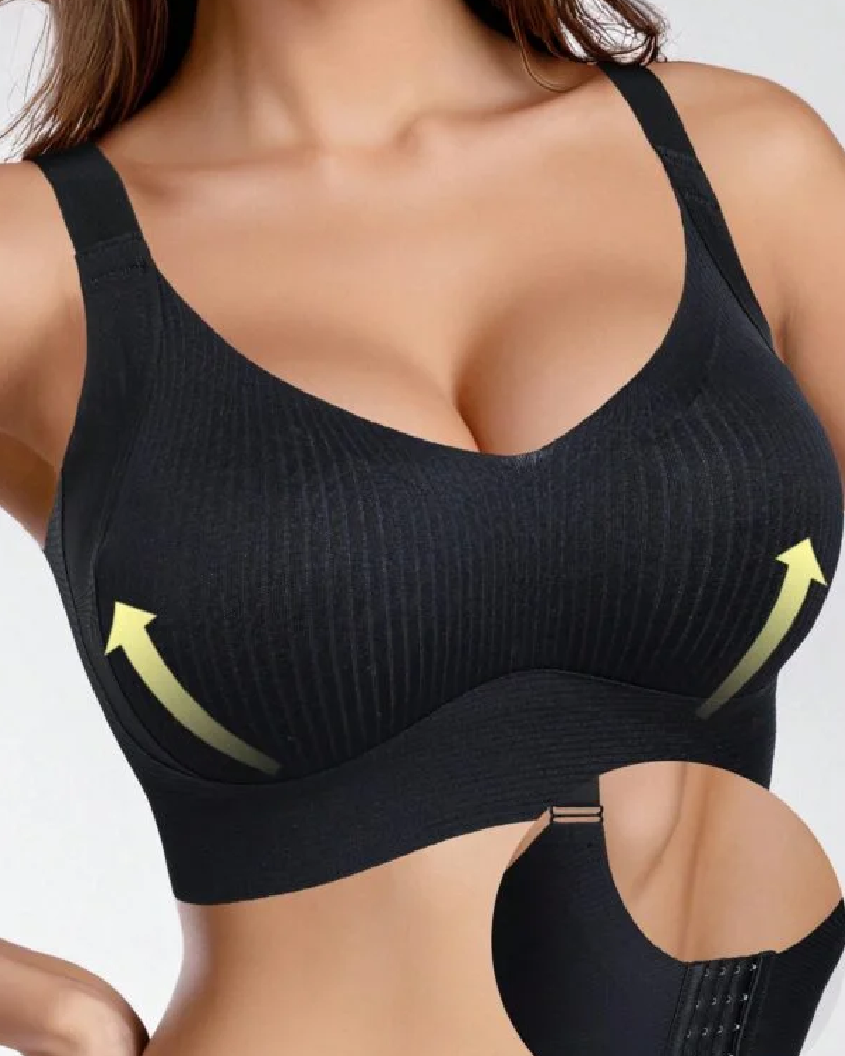 Women Seamless Push Up Bra No Show Bra Removable Pad Underwear Solid Color Full Coverage Bra Black