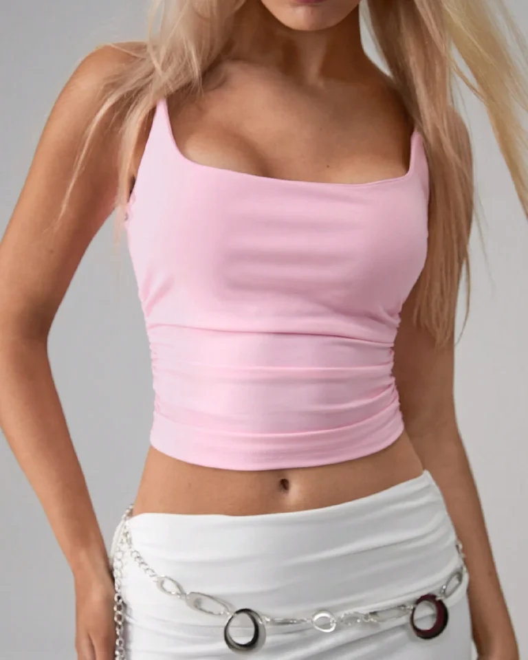 Women Solid Color Cropped Camisole Top With Built-In Bra