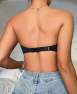 Women's Front Closure Strapless Black Underwire Bra Back