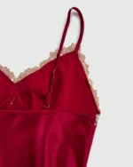 5pcs Contrast Lace Trim Faux Silk Bridal Nighty Set Strap