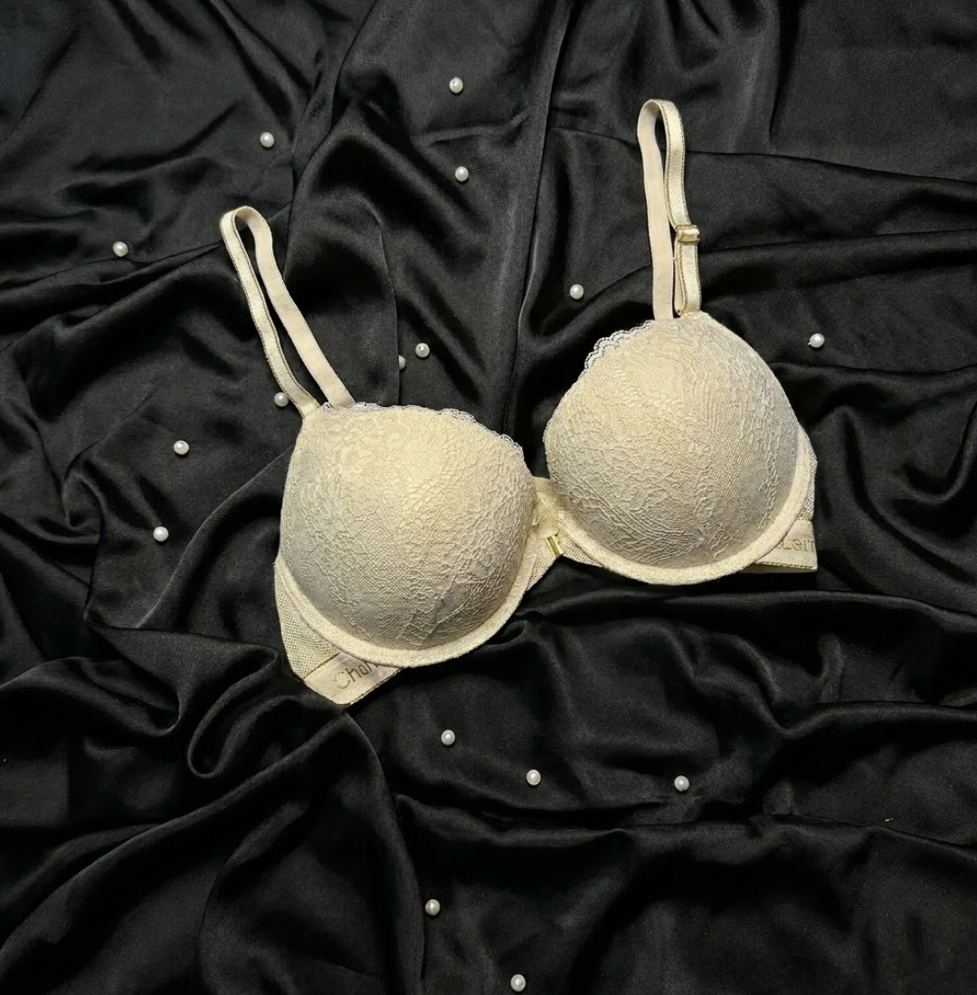 Beige Chanvie Leen Lacy Padded Push Up Bra