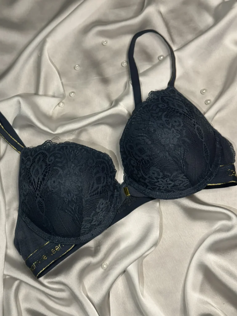 Chanvie Leen Lacy Padded Push Up Bra - Dark Grey