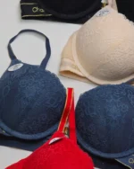 Chanvie Leen Lacy Padded Push Up Bra Navy Closeup