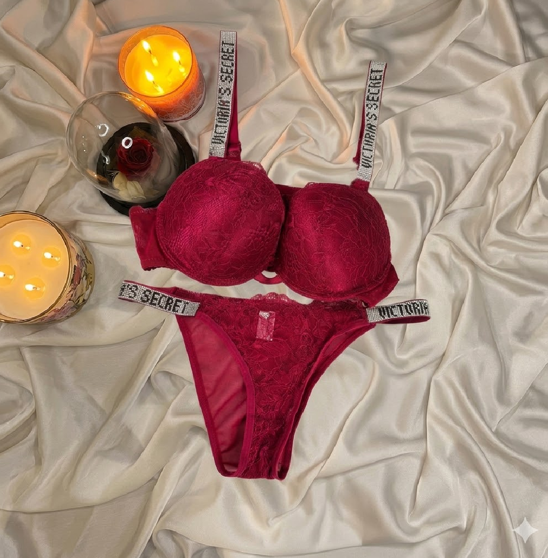 Red Victoria Secret Bra And Panty Set - Bespose
