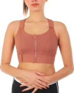 Rust Women's Zipper Front High-Strength Sports Bra