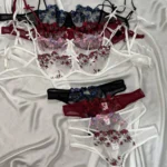 Shop Embroidery Mesh Bra & Panty Lingerie Set - Bespose