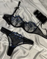 Turkish Mesh Bra & Panty Lingerie Set - Black