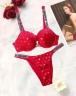 VS Gold written lingerie Set