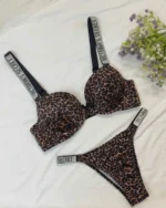 Victoria's Secret Hearts Bra And Panty Set - Leapard Print