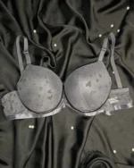 Women’s Heart Print Push Up Bra - Grey