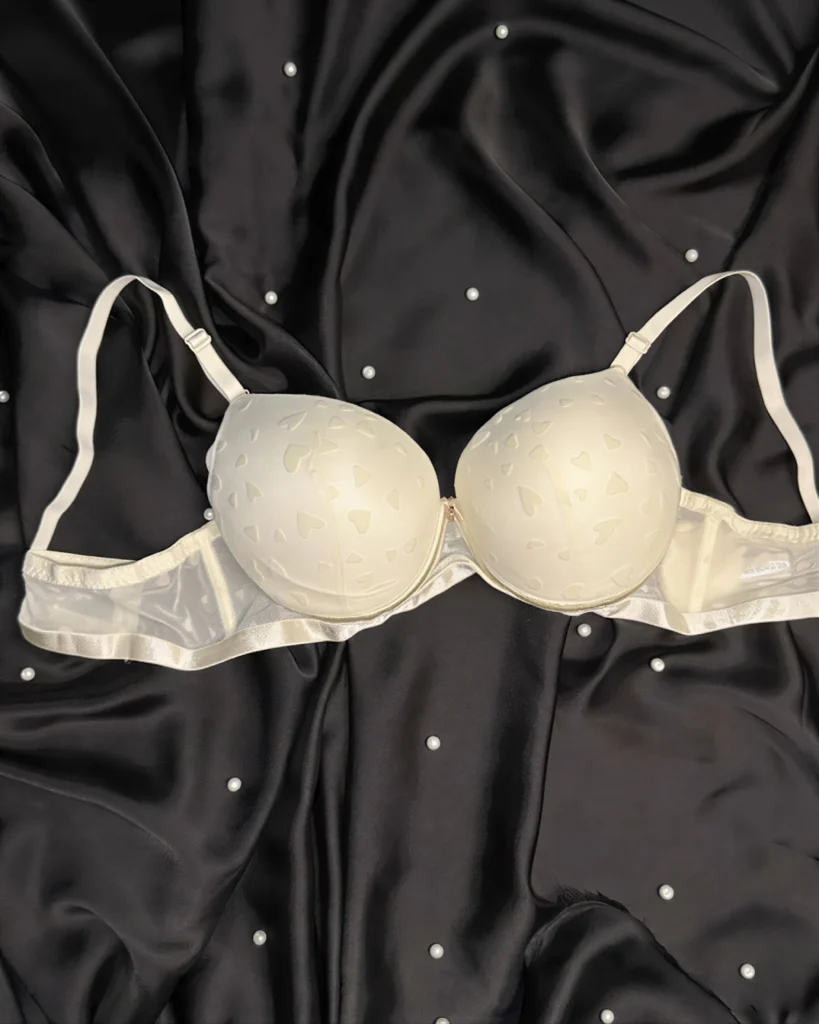 Women’s Heart Print Push Up Bra - Off White
