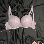 Women's Lavender Heart Print Push Up Bra - Bespose