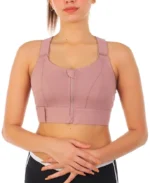Women's Zipper Front High-Strength Sports Bra - Pink